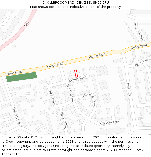 2, KILLBROCK MEAD, DEVIZES, SN10 2FU: Location map and indicative extent of plot