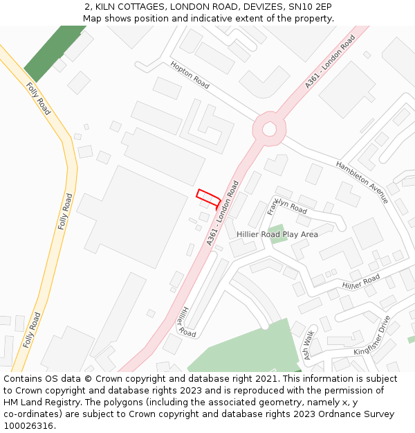 2, KILN COTTAGES, LONDON ROAD, DEVIZES, SN10 2EP: Location map and indicative extent of plot