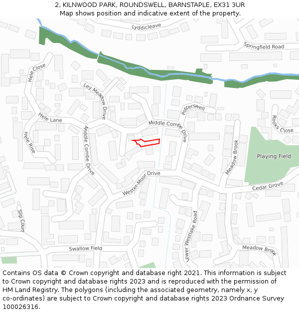 2, KILNWOOD PARK, ROUNDSWELL, BARNSTAPLE, EX31 3UR: Location map and indicative extent of plot