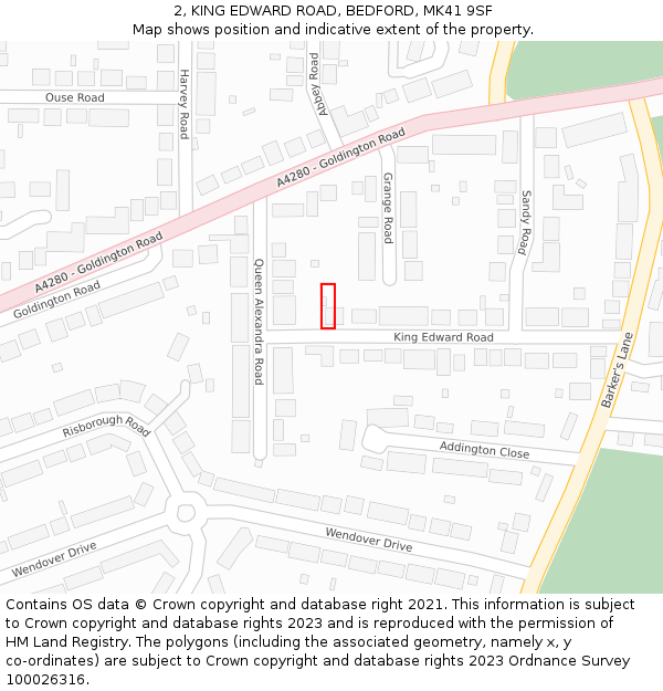 2, KING EDWARD ROAD, BEDFORD, MK41 9SF: Location map and indicative extent of plot