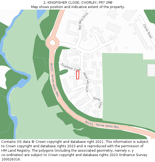 2, KINGFISHER CLOSE, CHORLEY, PR7 2RB: Location map and indicative extent of plot