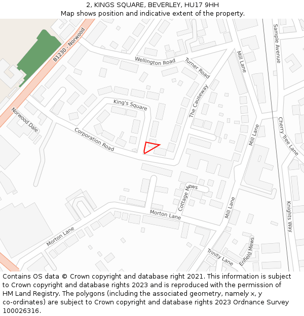 2, KINGS SQUARE, BEVERLEY, HU17 9HH: Location map and indicative extent of plot