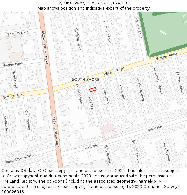 2, KINGSWAY, BLACKPOOL, FY4 2DF: Location map and indicative extent of plot