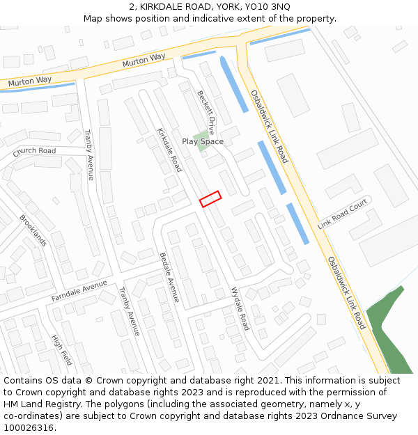 2, KIRKDALE ROAD, YORK, YO10 3NQ: Location map and indicative extent of plot