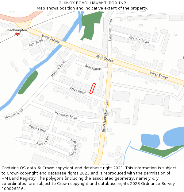 2, KNOX ROAD, HAVANT, PO9 1NP: Location map and indicative extent of plot