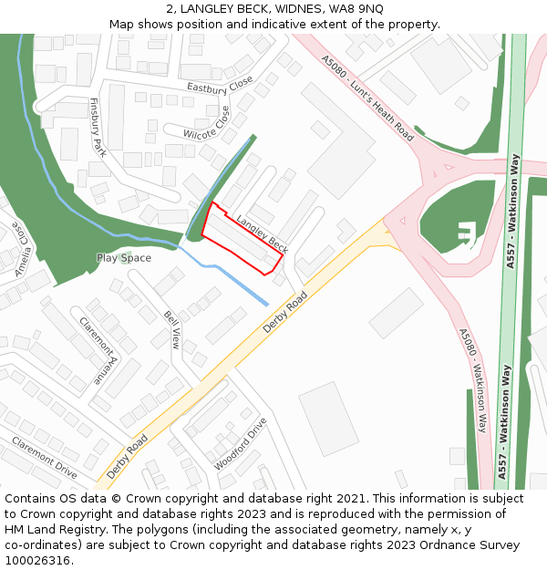 2, LANGLEY BECK, WIDNES, WA8 9NQ: Location map and indicative extent of plot