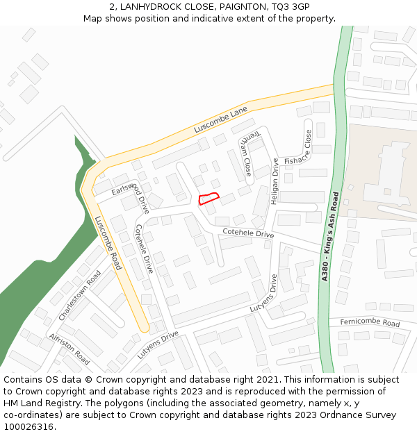 2, LANHYDROCK CLOSE, PAIGNTON, TQ3 3GP: Location map and indicative extent of plot
