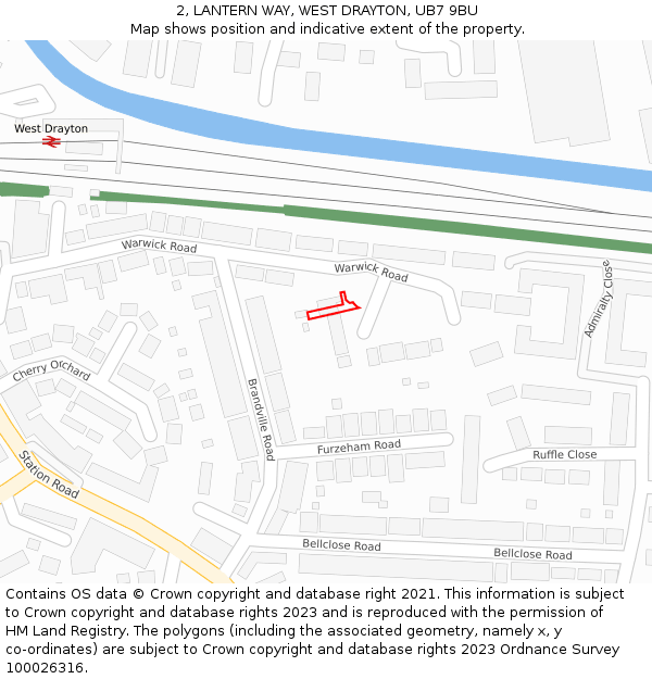 2, LANTERN WAY, WEST DRAYTON, UB7 9BU: Location map and indicative extent of plot