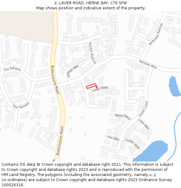 2, LAVER ROAD, HERNE BAY, CT6 5FW: Location map and indicative extent of plot