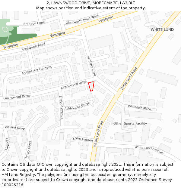 2, LAWNSWOOD DRIVE, MORECAMBE, LA3 3LT: Location map and indicative extent of plot