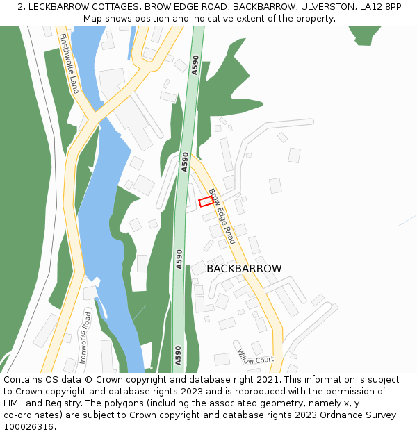 2, LECKBARROW COTTAGES, BROW EDGE ROAD, BACKBARROW, ULVERSTON, LA12 8PP: Location map and indicative extent of plot