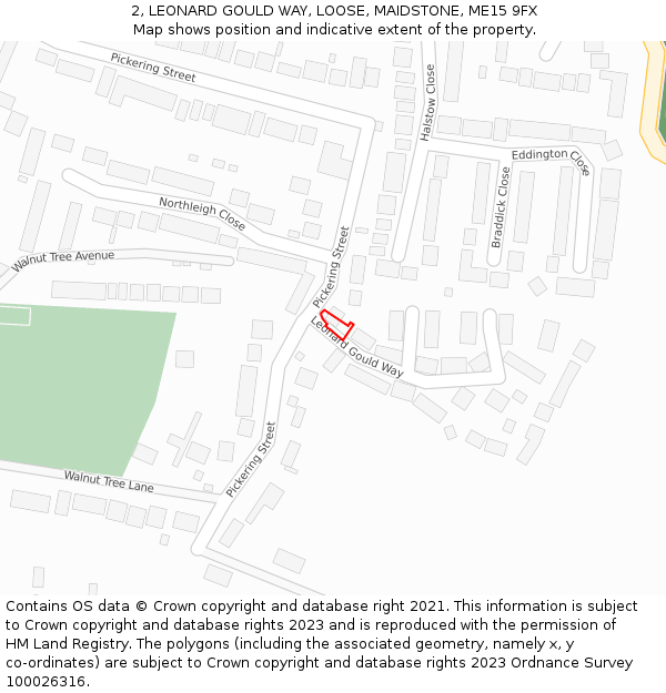 2, LEONARD GOULD WAY, LOOSE, MAIDSTONE, ME15 9FX: Location map and indicative extent of plot