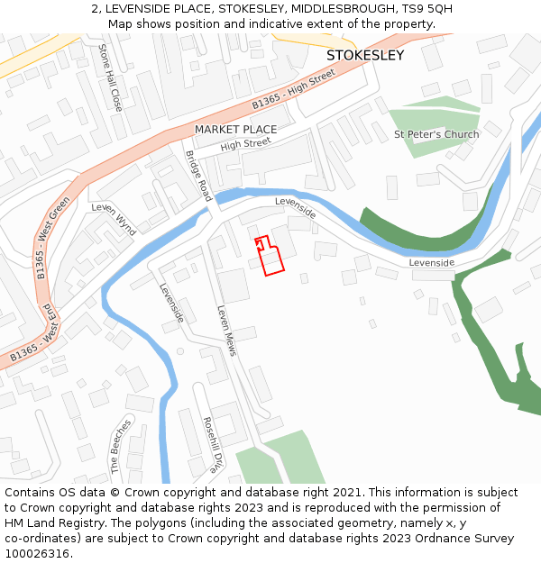 2, LEVENSIDE PLACE, STOKESLEY, MIDDLESBROUGH, TS9 5QH: Location map and indicative extent of plot