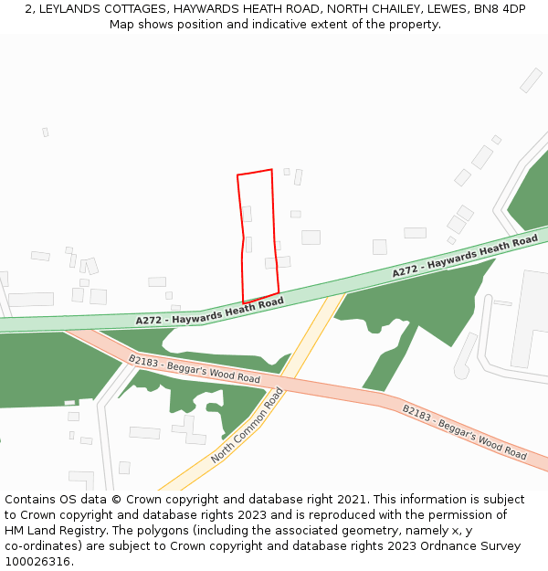 2, LEYLANDS COTTAGES, HAYWARDS HEATH ROAD, NORTH CHAILEY, LEWES, BN8 4DP: Location map and indicative extent of plot