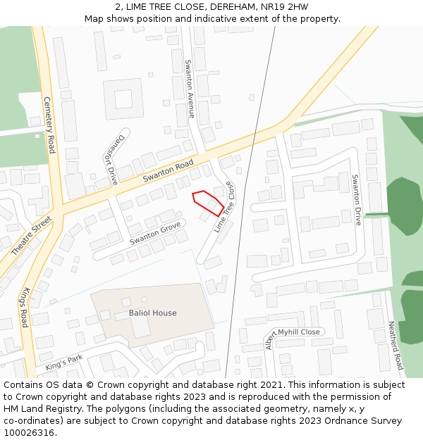 2, LIME TREE CLOSE, DEREHAM, NR19 2HW: Location map and indicative extent of plot