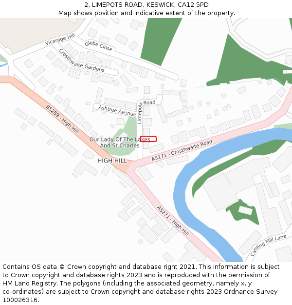 2, LIMEPOTS ROAD, KESWICK, CA12 5PD: Location map and indicative extent of plot