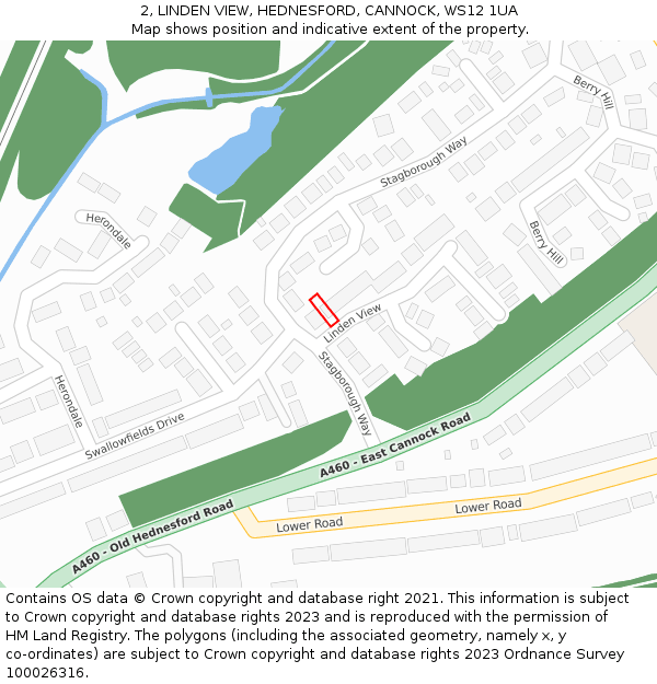2, LINDEN VIEW, HEDNESFORD, CANNOCK, WS12 1UA: Location map and indicative extent of plot