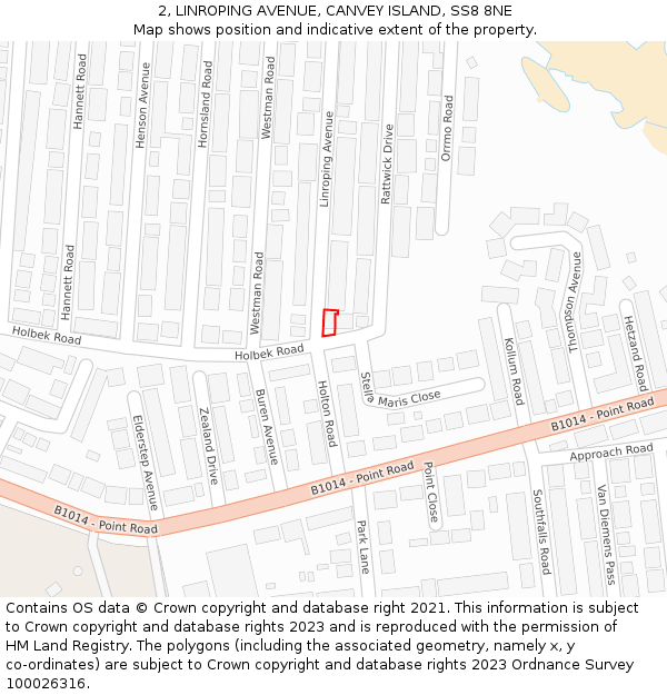 2, LINROPING AVENUE, CANVEY ISLAND, SS8 8NE: Location map and indicative extent of plot