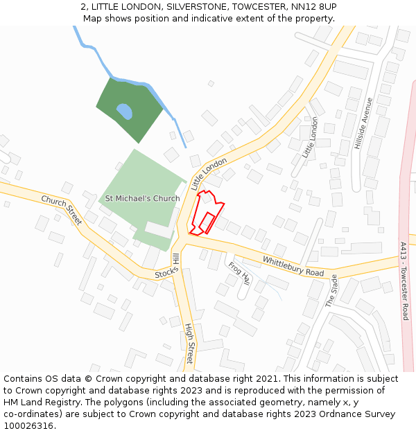 2, LITTLE LONDON, SILVERSTONE, TOWCESTER, NN12 8UP: Location map and indicative extent of plot