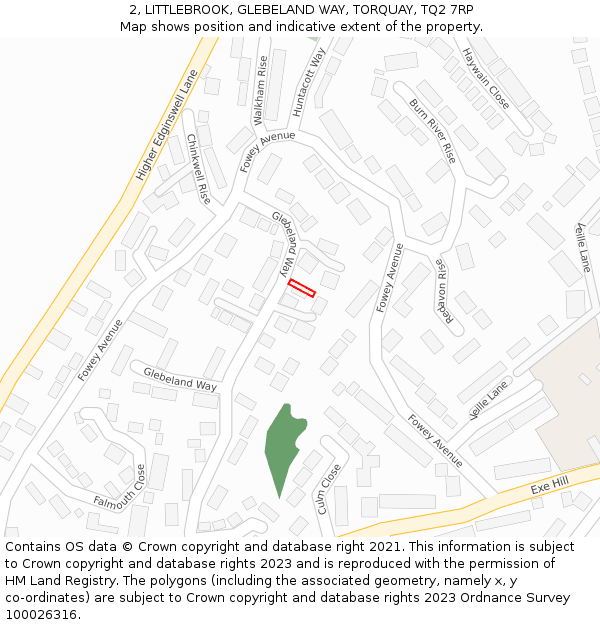 2, LITTLEBROOK, GLEBELAND WAY, TORQUAY, TQ2 7RP: Location map and indicative extent of plot