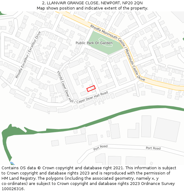2, LLANVAIR GRANGE CLOSE, NEWPORT, NP20 2QN: Location map and indicative extent of plot