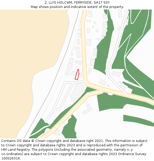 2, LLYS HOLCWM, FERRYSIDE, SA17 5SY: Location map and indicative extent of plot