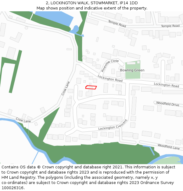 2, LOCKINGTON WALK, STOWMARKET, IP14 1DD: Location map and indicative extent of plot