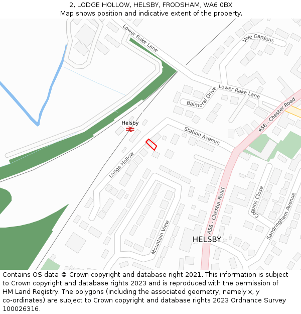 2, LODGE HOLLOW, HELSBY, FRODSHAM, WA6 0BX: Location map and indicative extent of plot