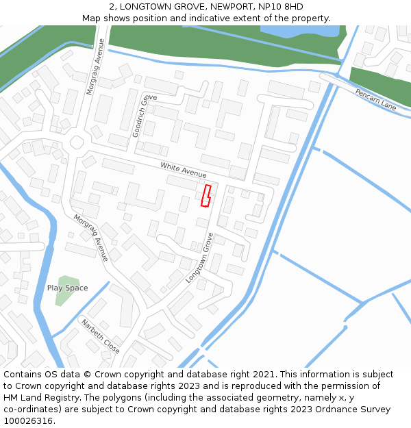 2, LONGTOWN GROVE, NEWPORT, NP10 8HD: Location map and indicative extent of plot