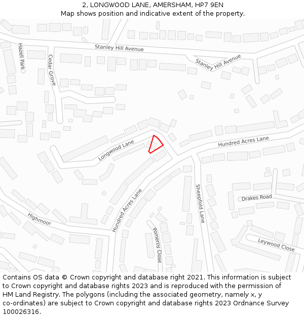 2, LONGWOOD LANE, AMERSHAM, HP7 9EN: Location map and indicative extent of plot