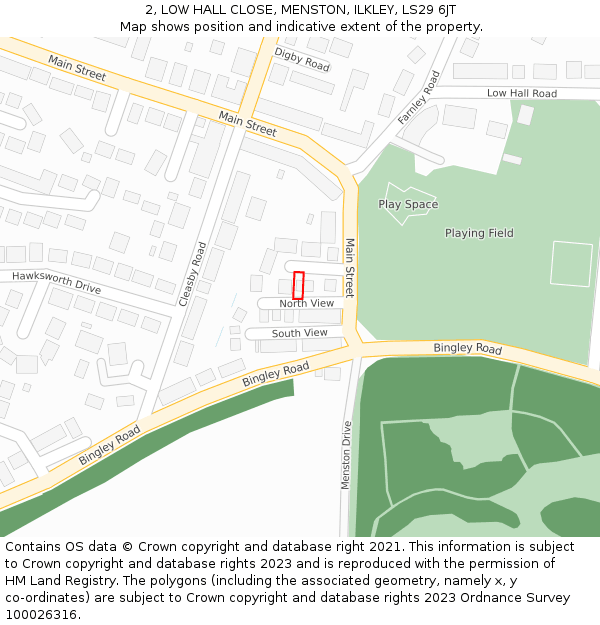 2, LOW HALL CLOSE, MENSTON, ILKLEY, LS29 6JT: Location map and indicative extent of plot