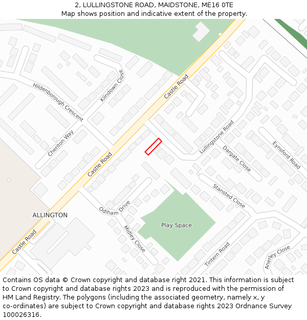2, LULLINGSTONE ROAD, MAIDSTONE, ME16 0TE: Location map and indicative extent of plot