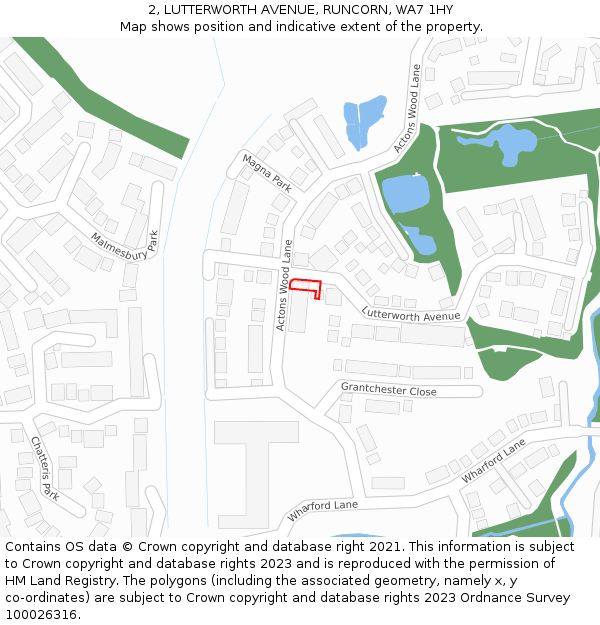 2, LUTTERWORTH AVENUE, RUNCORN, WA7 1HY: Location map and indicative extent of plot