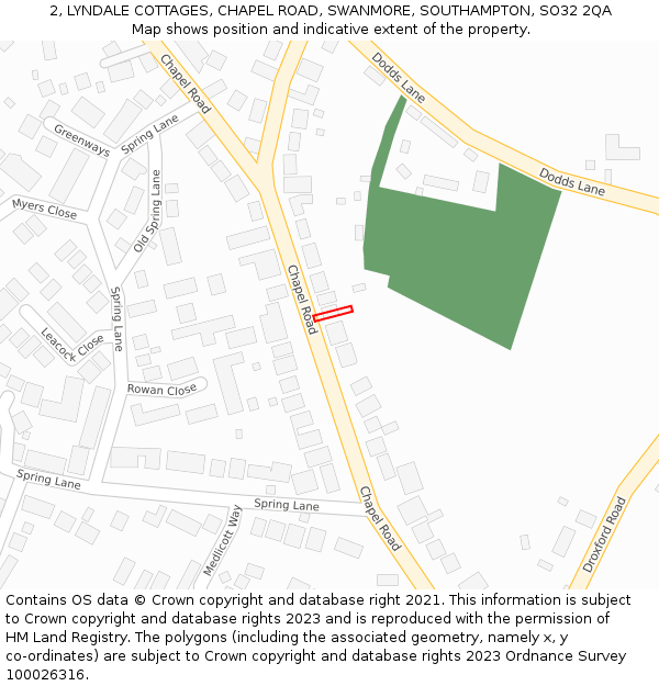 2, LYNDALE COTTAGES, CHAPEL ROAD, SWANMORE, SOUTHAMPTON, SO32 2QA: Location map and indicative extent of plot