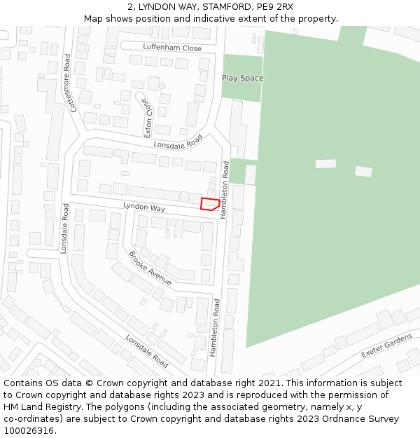 2, LYNDON WAY, STAMFORD, PE9 2RX: Location map and indicative extent of plot