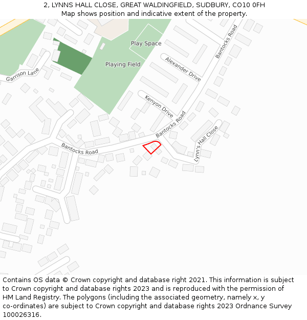 2, LYNNS HALL CLOSE, GREAT WALDINGFIELD, SUDBURY, CO10 0FH: Location map and indicative extent of plot