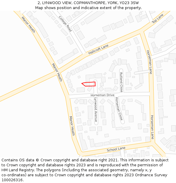 2, LYNWOOD VIEW, COPMANTHORPE, YORK, YO23 3SW: Location map and indicative extent of plot