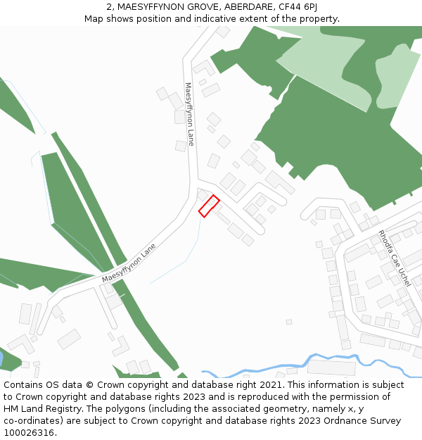 2, MAESYFFYNON GROVE, ABERDARE, CF44 6PJ: Location map and indicative extent of plot