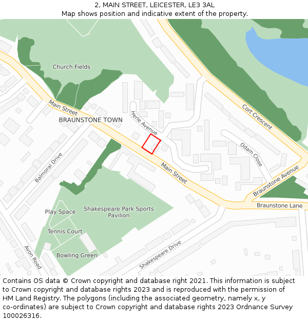 2, MAIN STREET, LEICESTER, LE3 3AL: Location map and indicative extent of plot