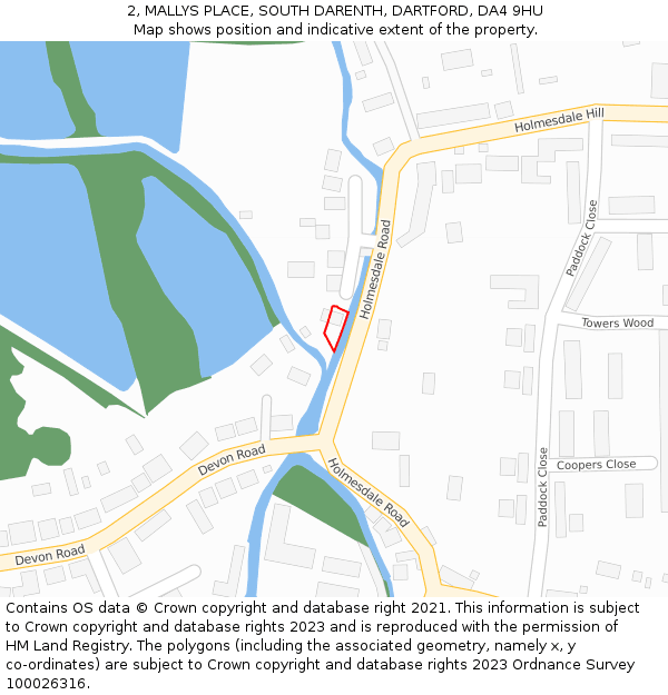 2, MALLYS PLACE, SOUTH DARENTH, DARTFORD, DA4 9HU: Location map and indicative extent of plot