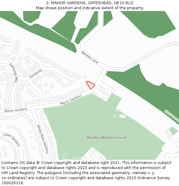 2, MANOR GARDENS, GATESHEAD, NE10 8UZ: Location map and indicative extent of plot