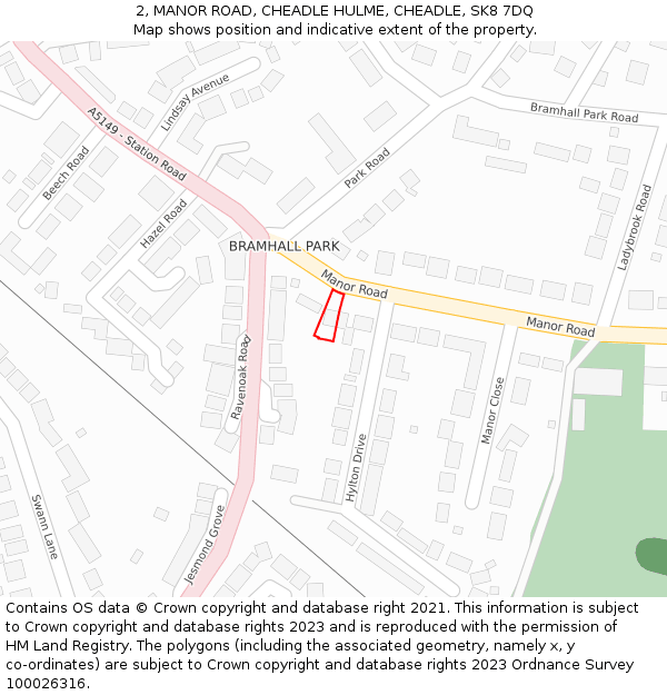 2, MANOR ROAD, CHEADLE HULME, CHEADLE, SK8 7DQ: Location map and indicative extent of plot