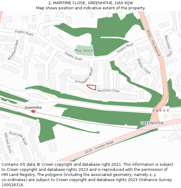 2, MARITIME CLOSE, GREENHITHE, DA9 9QW: Location map and indicative extent of plot