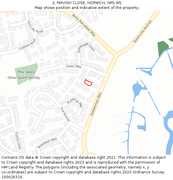 2, MAVISH CLOSE, NORWICH, NR5 9PJ: Location map and indicative extent of plot