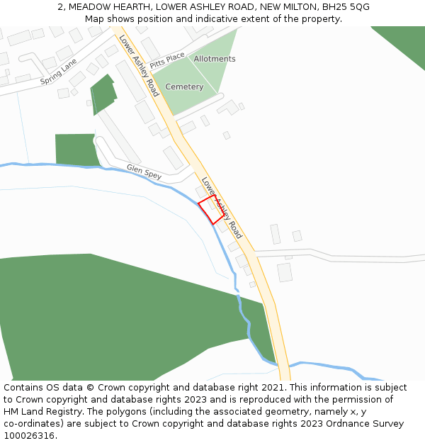 2, MEADOW HEARTH, LOWER ASHLEY ROAD, NEW MILTON, BH25 5QG: Location map and indicative extent of plot