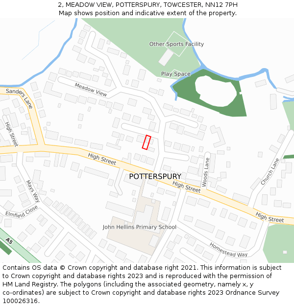 2, MEADOW VIEW, POTTERSPURY, TOWCESTER, NN12 7PH: Location map and indicative extent of plot