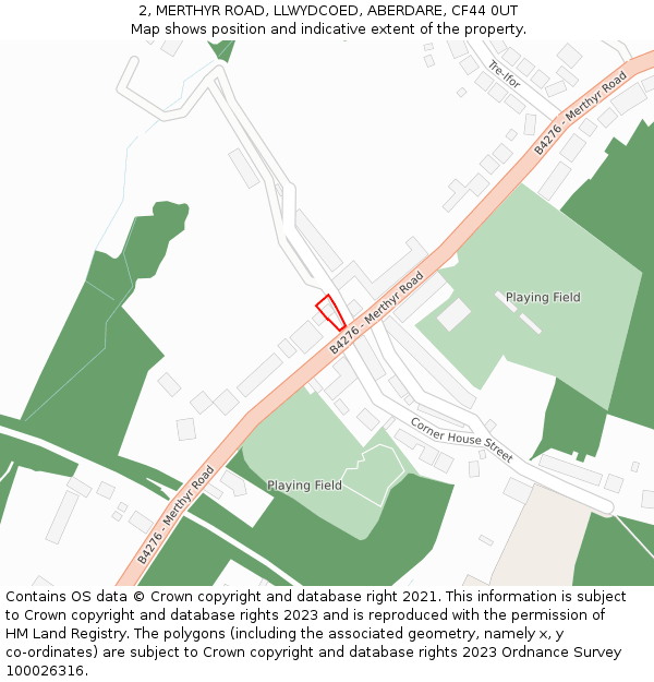 2, MERTHYR ROAD, LLWYDCOED, ABERDARE, CF44 0UT: Location map and indicative extent of plot