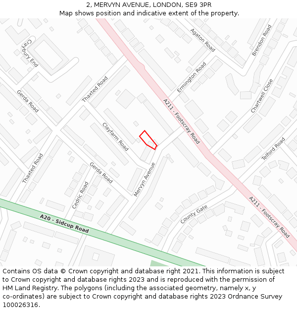 2, MERVYN AVENUE, LONDON, SE9 3PR: Location map and indicative extent of plot