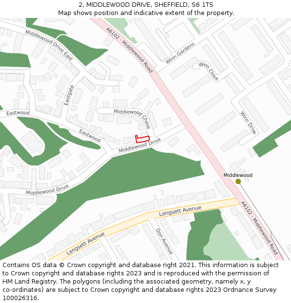 2, MIDDLEWOOD DRIVE, SHEFFIELD, S6 1TS: Location map and indicative extent of plot