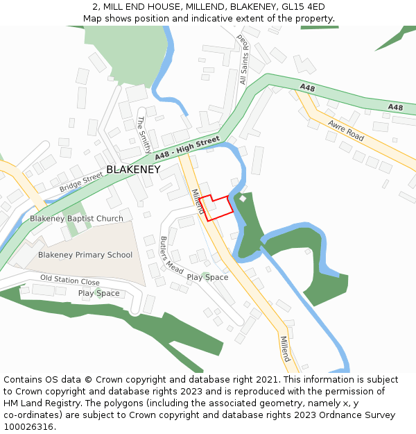 2, MILL END HOUSE, MILLEND, BLAKENEY, GL15 4ED: Location map and indicative extent of plot